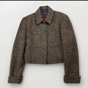 Elegant Brown Tweed Women's Blazer